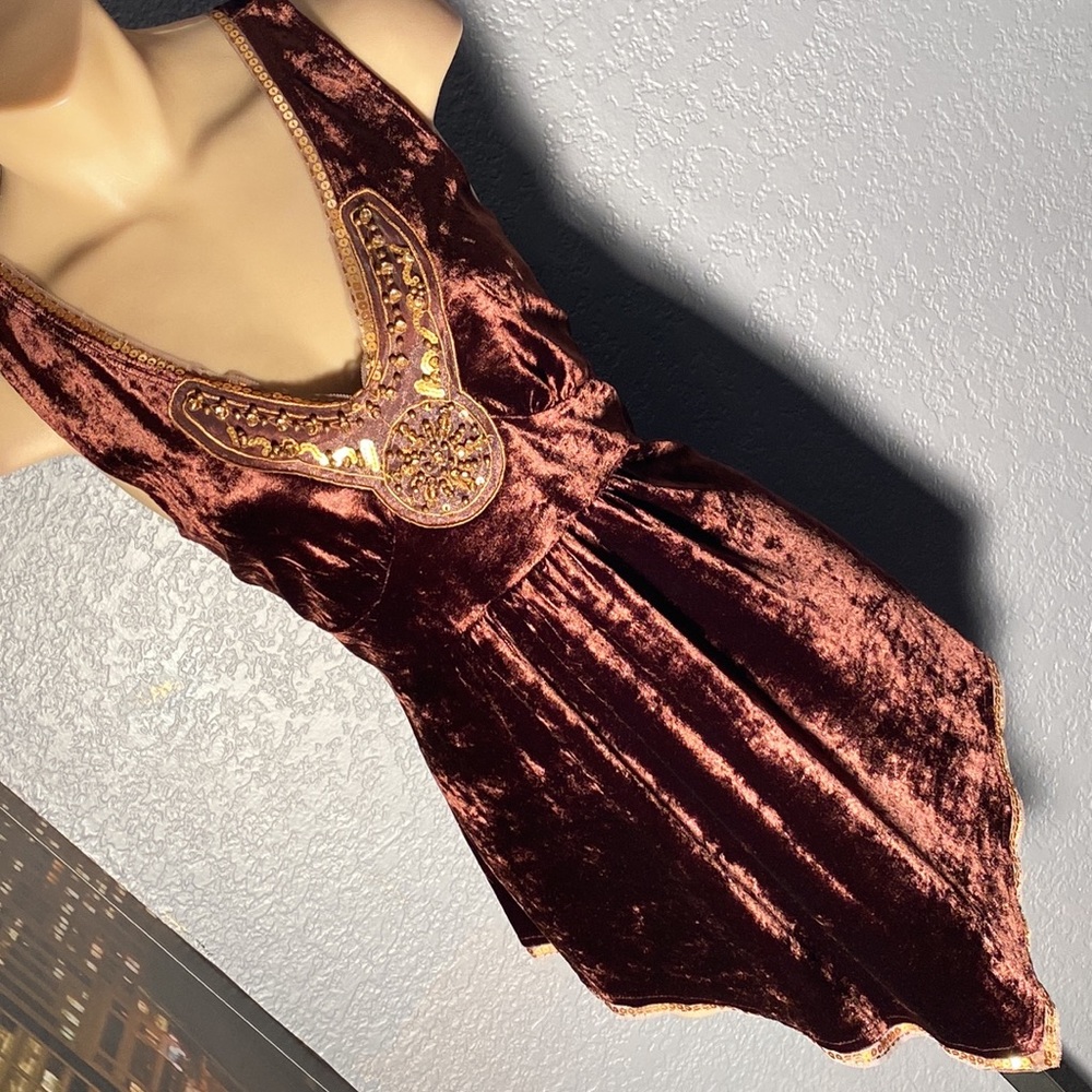 Express Velvet Tank Top with Gold Accents